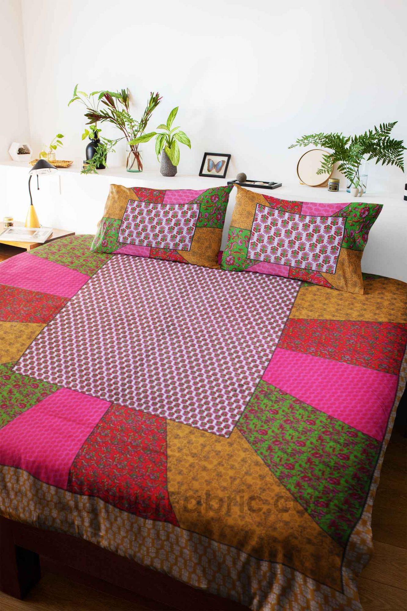 Festive Brown Multi Color Stripe Printed Cotton Bedsheet