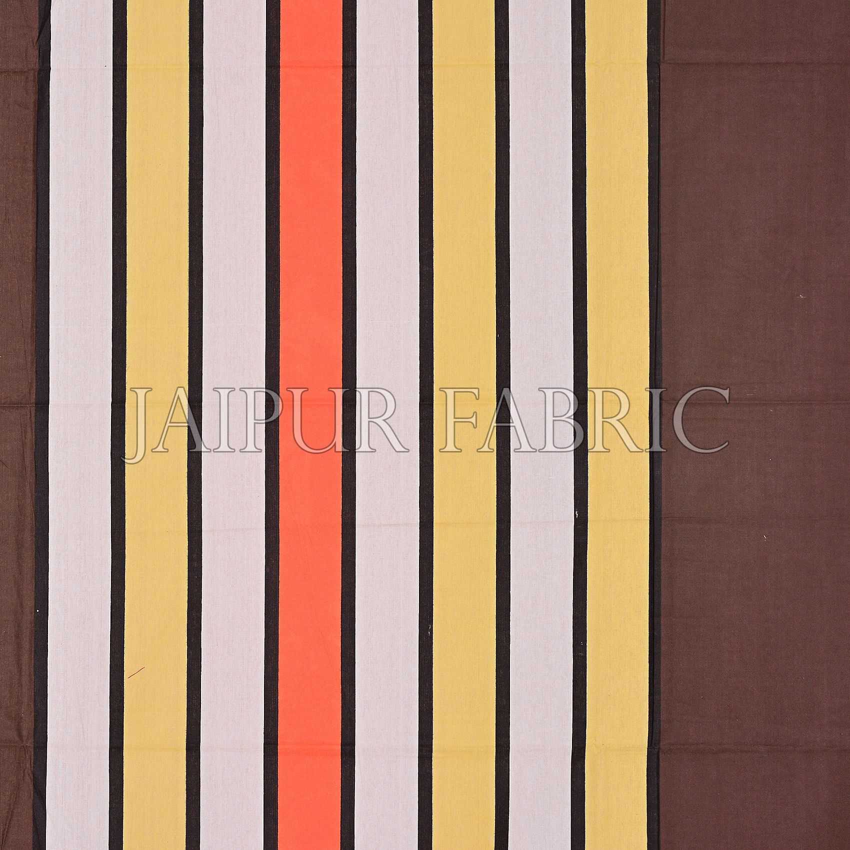 Brown Base Vertical Stripes Cotton Double Bed Sheet