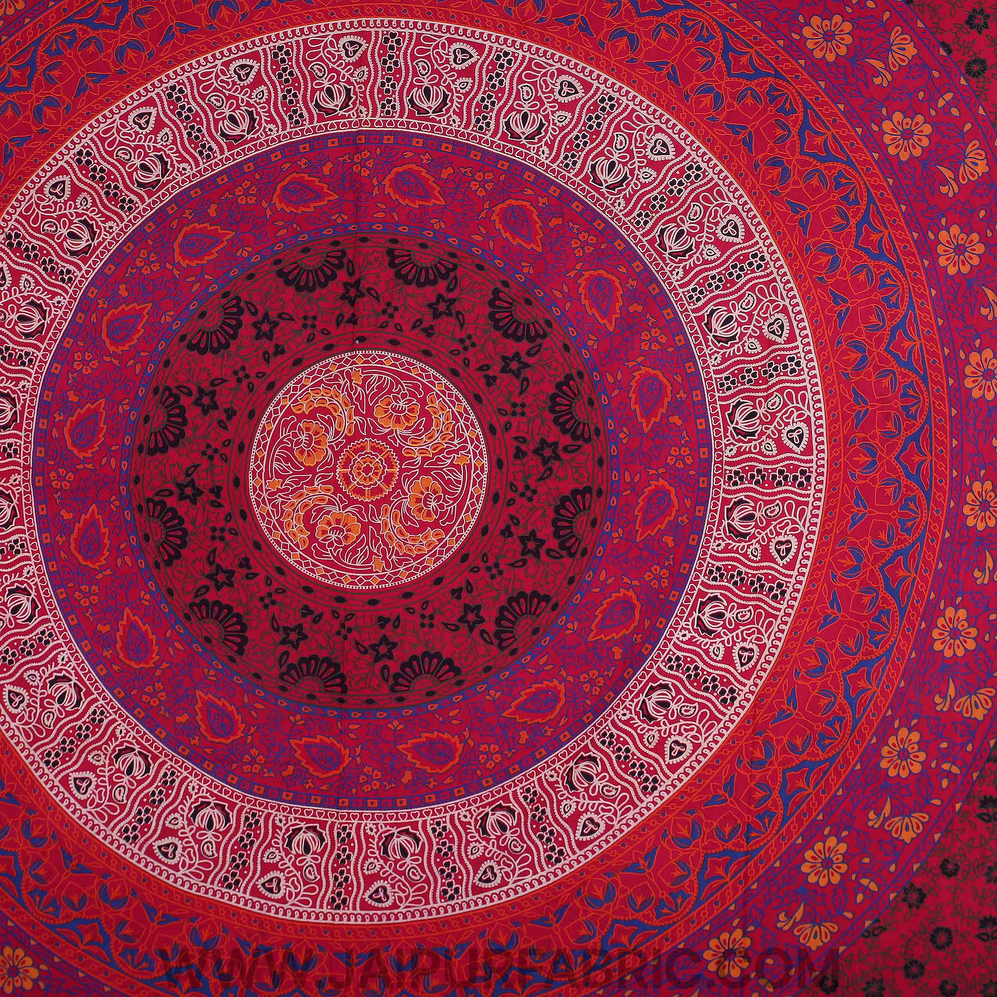 Red Double Bedsheet Indian Mandala Tapestry Hippy Tapestries Hippie Beach Throw