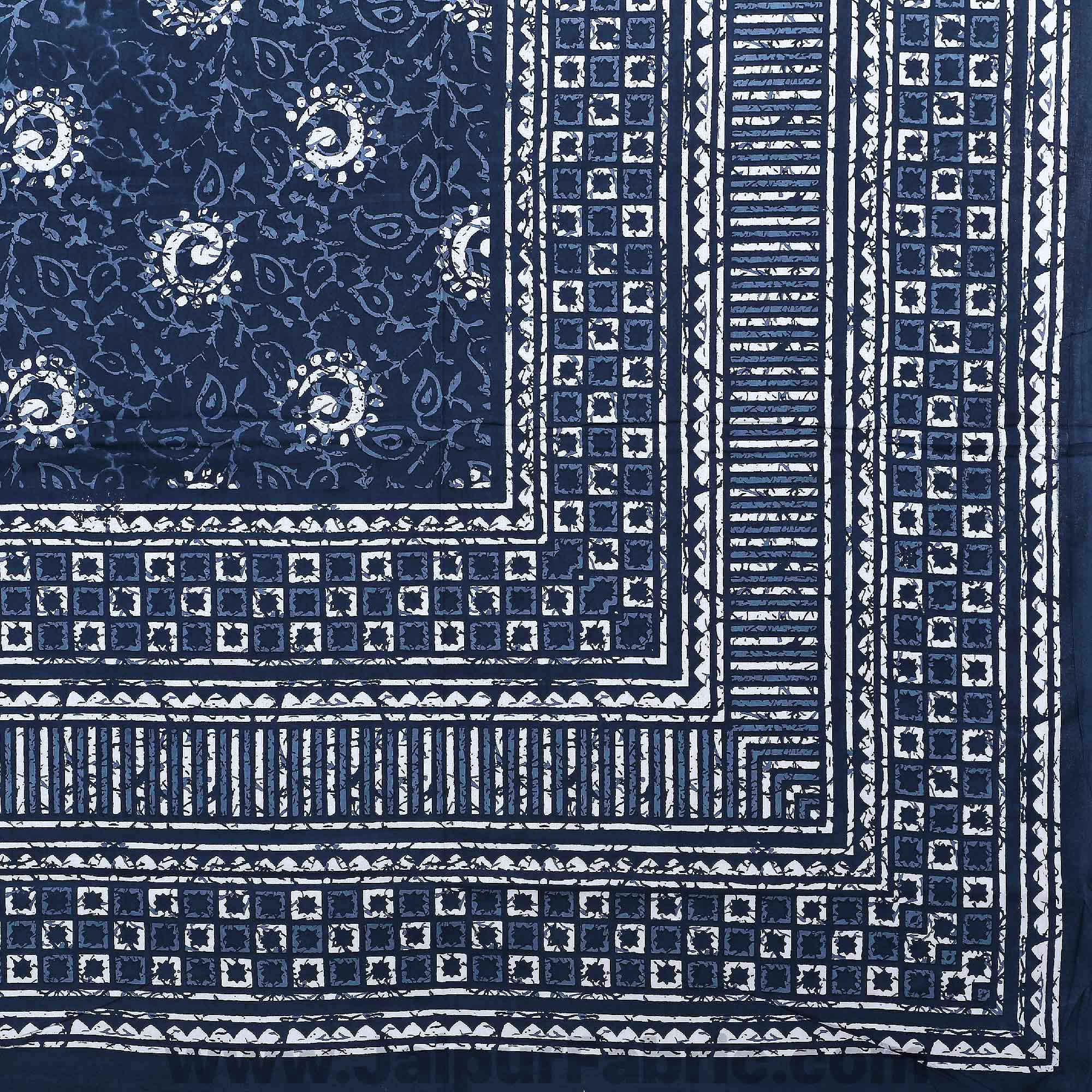 Dark Grey Rangoli Pure Cotton Jaipuri Dabu Print Bedsheet