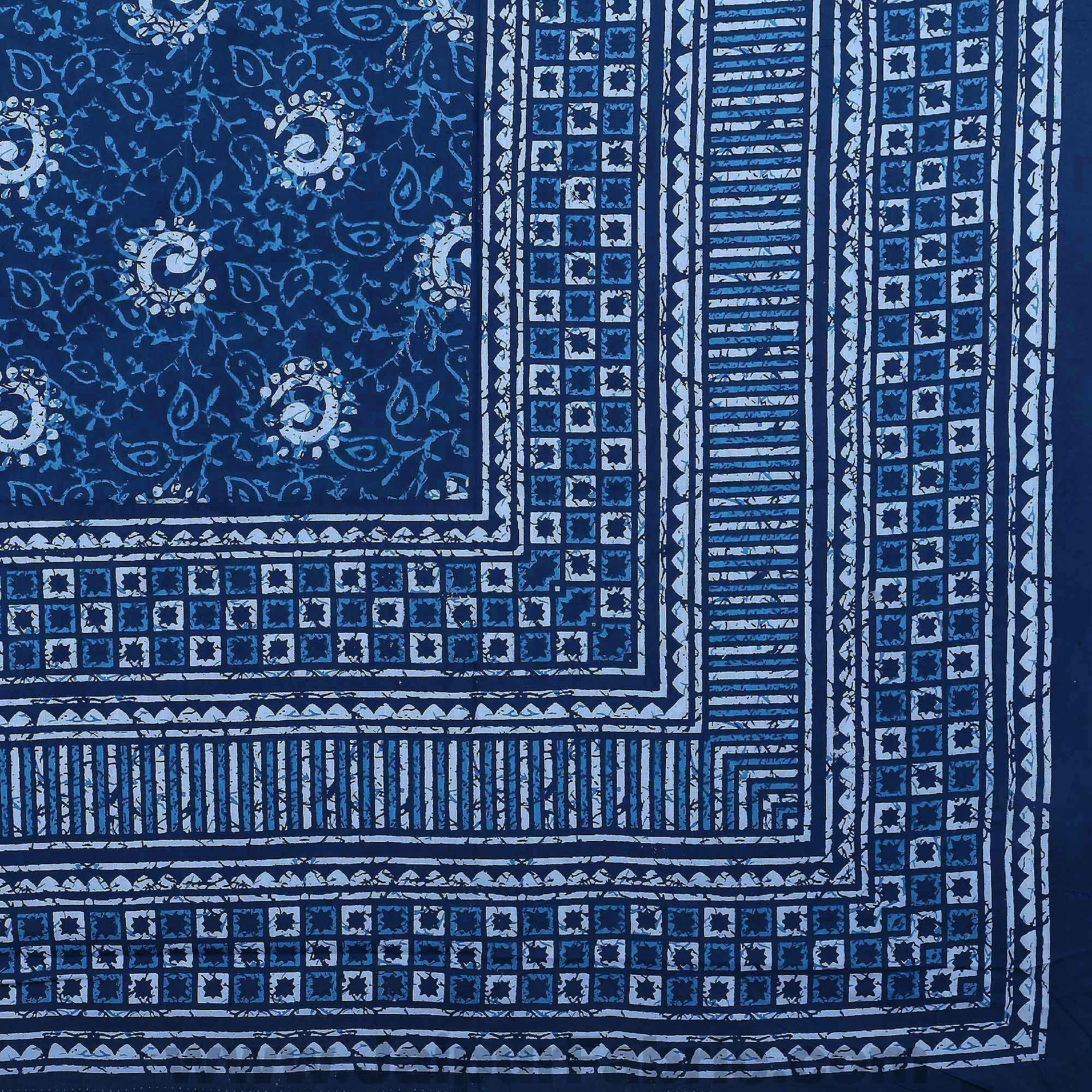 Royal Blue Rangoli Pure Cotton Jaipuri Dabu Print Bedsheet