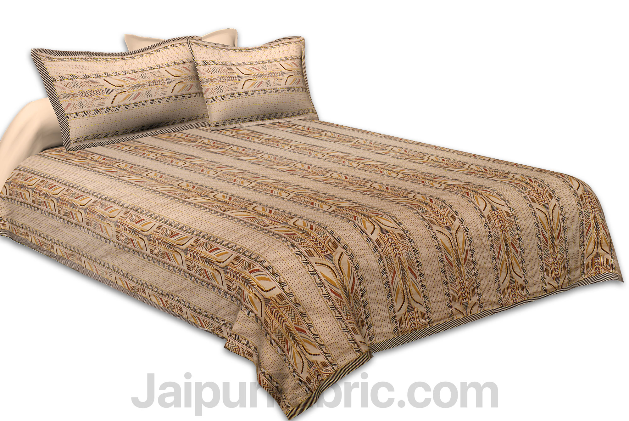 Brownish Maroon Lineal Style Kantha Thread Work Embroidery Double Bedsheet / Dohar / Light Blanket / Thin Comforter