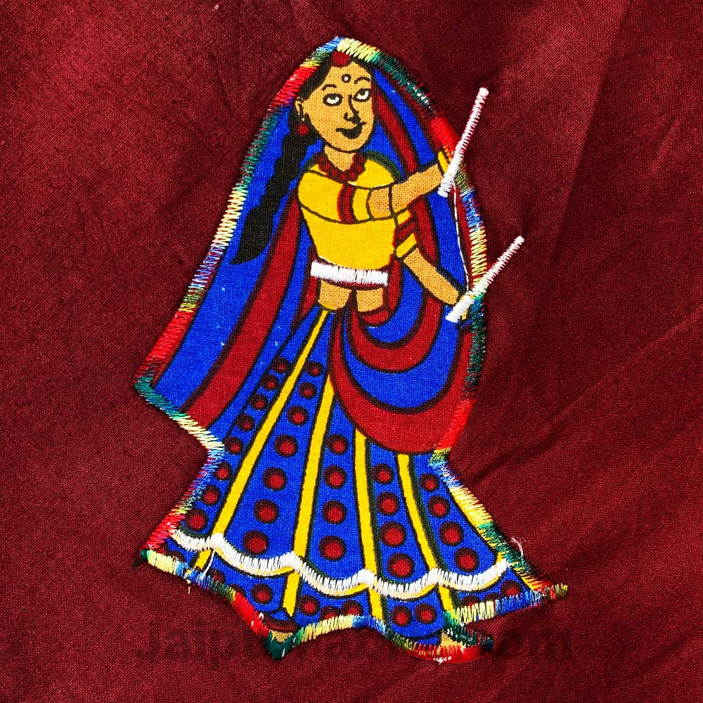 Applique Maroon Dandiya Jaipuri  Hand Made Embroidery Patch Work Double Bedsheet