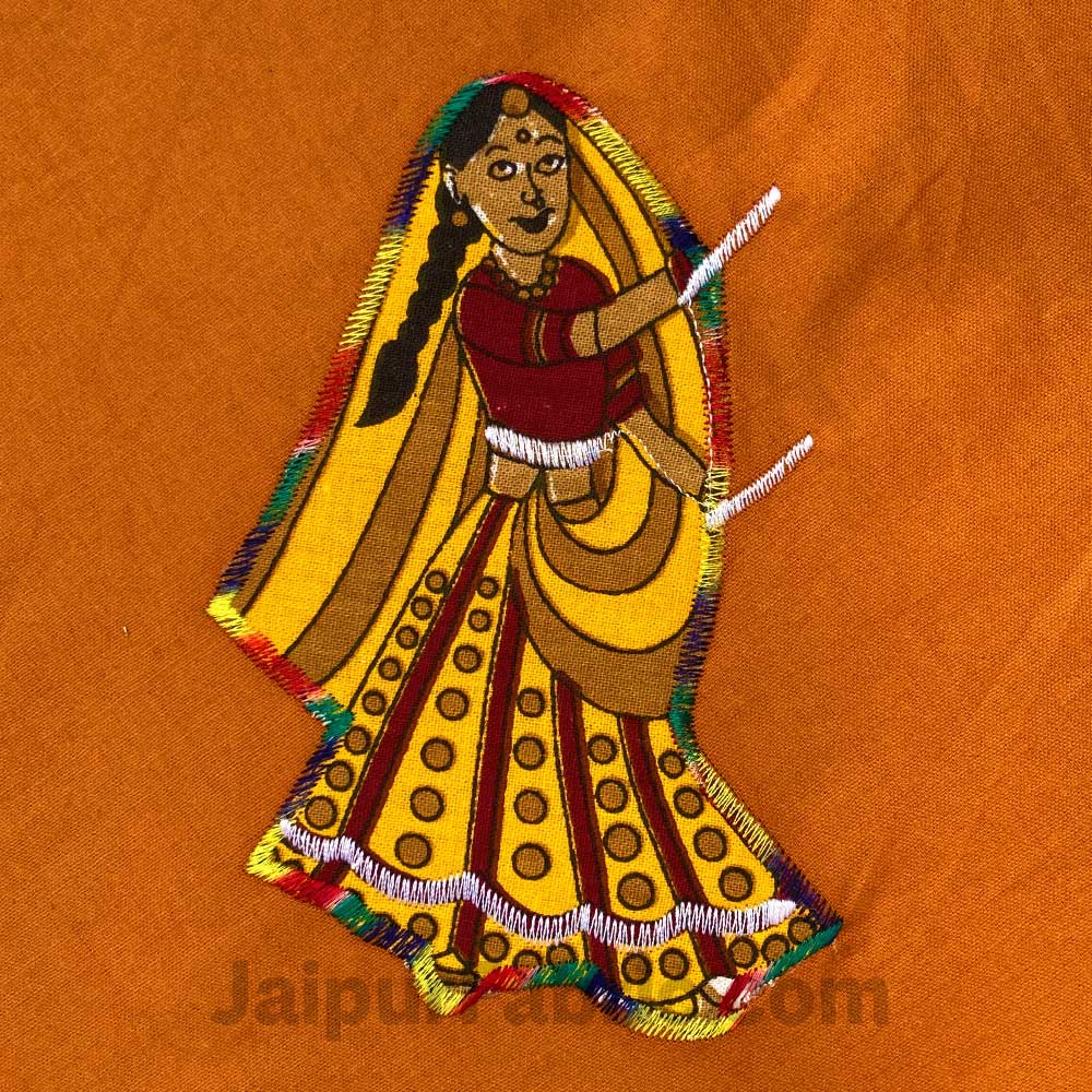 Applique Mustard Dandiya Jaipuri  Hand Made Embroidery Patch Work Double Bedsheet