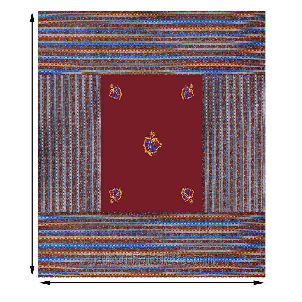 Applique Maroon Gujri Jaipuri  Hand Made Embroidery Patch Work Double Bedsheet