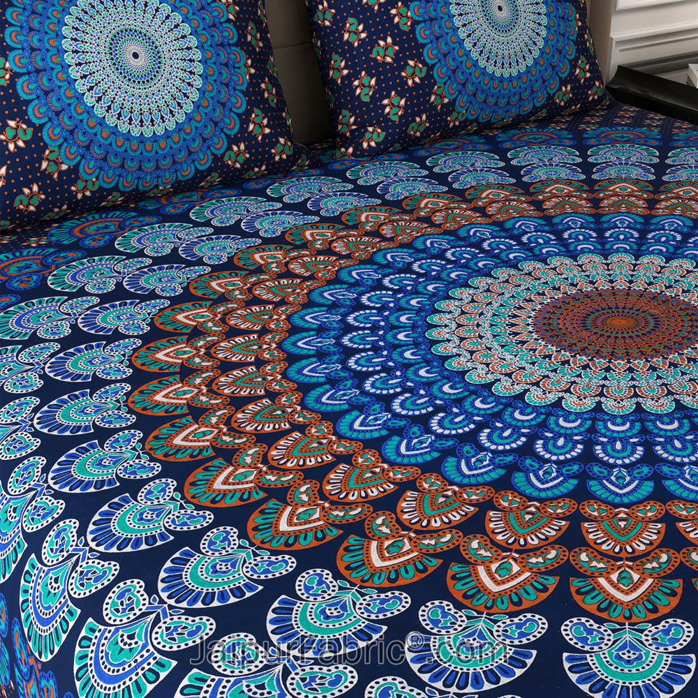 Blue Mandala Cotton Double Bedsheet