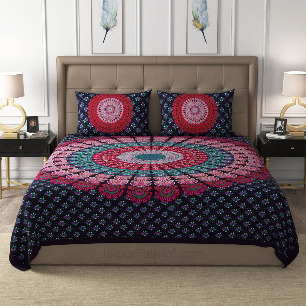 Violet Mandala Cotton Double Bedsheet