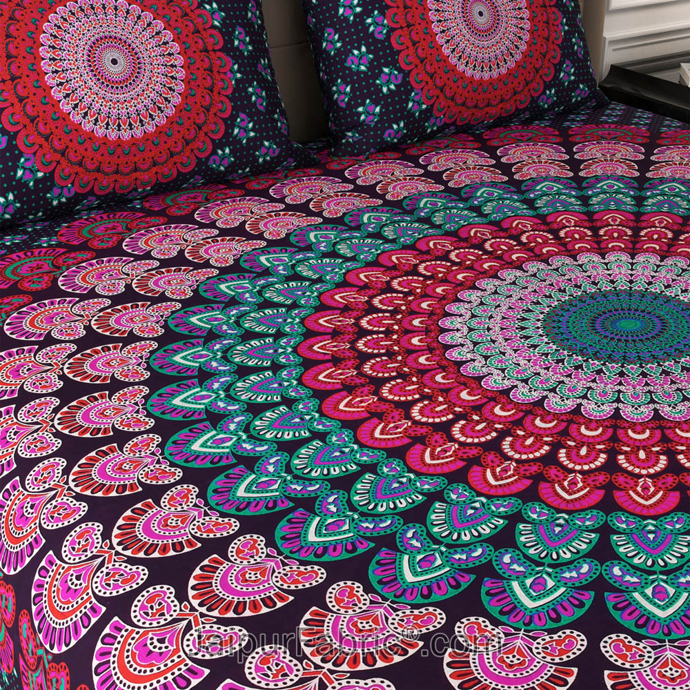 Violet Mandala Cotton Double Bedsheet