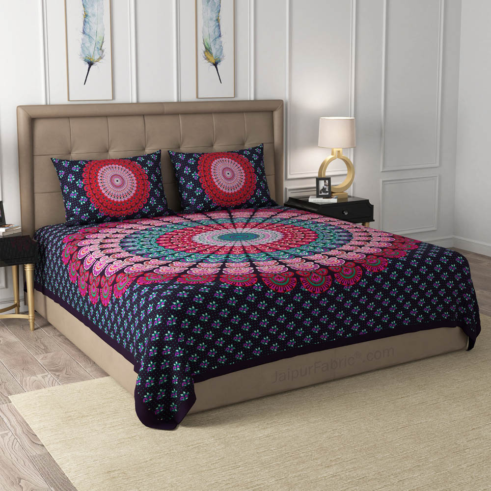 Violet Mandala Cotton Double Bedsheet