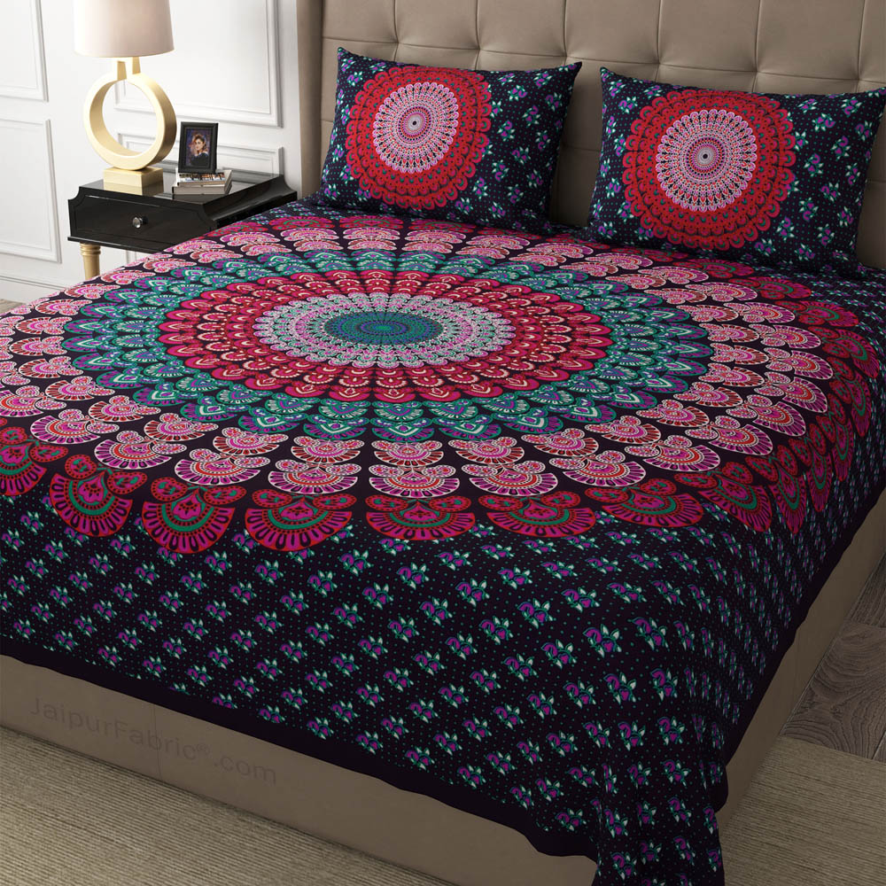 Violet Mandala Cotton Double Bedsheet