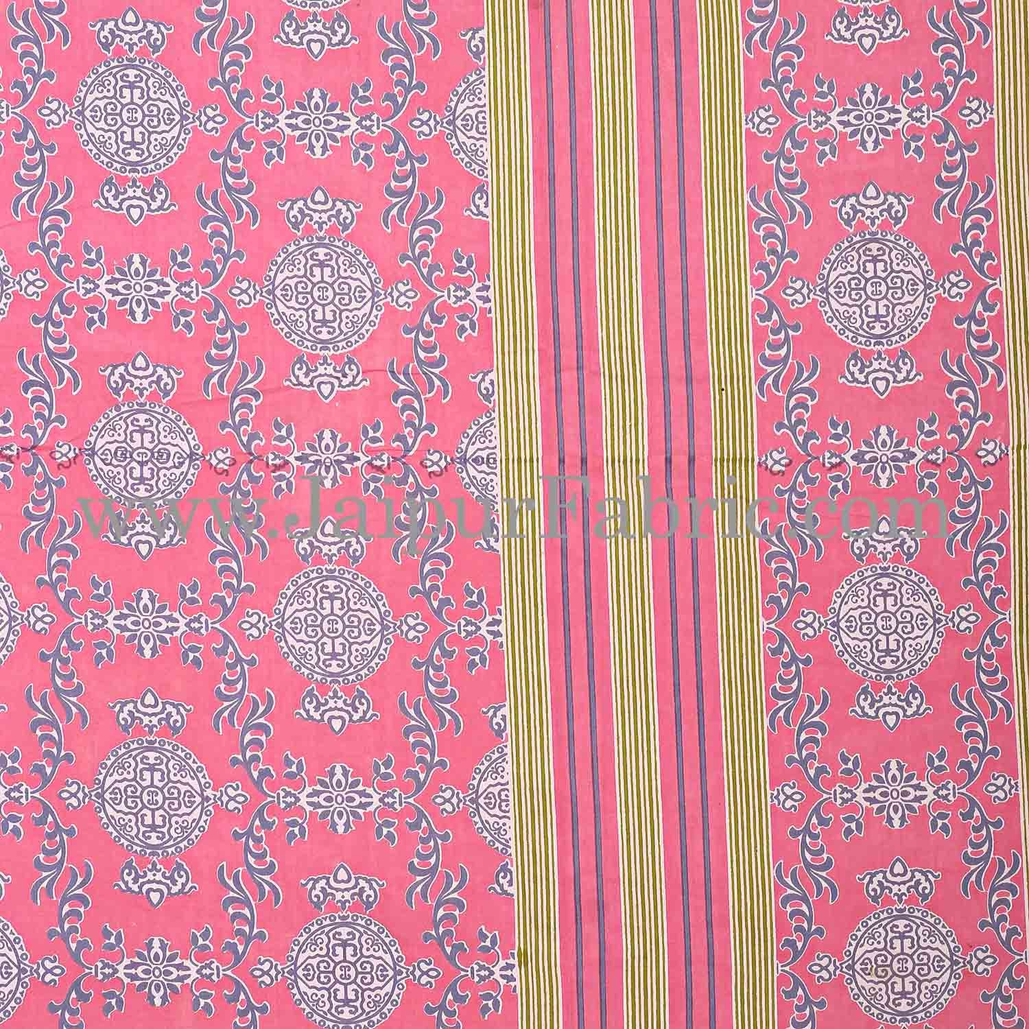 Pink Border Pink Base Mandana Print Cotton Double Bed Sheet