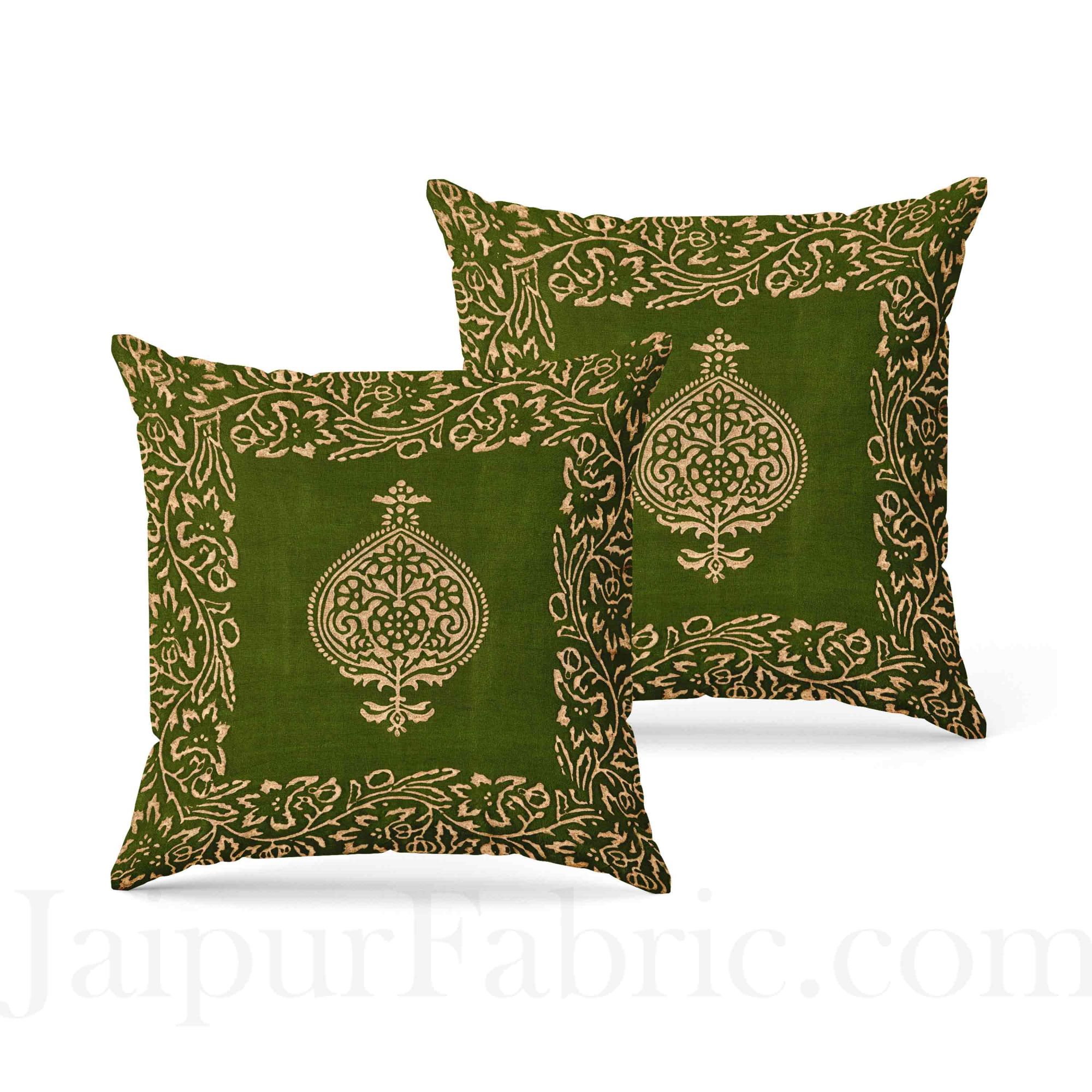 Mahendi Green Base Khadi Print Hand Work Silk Double Bedseet