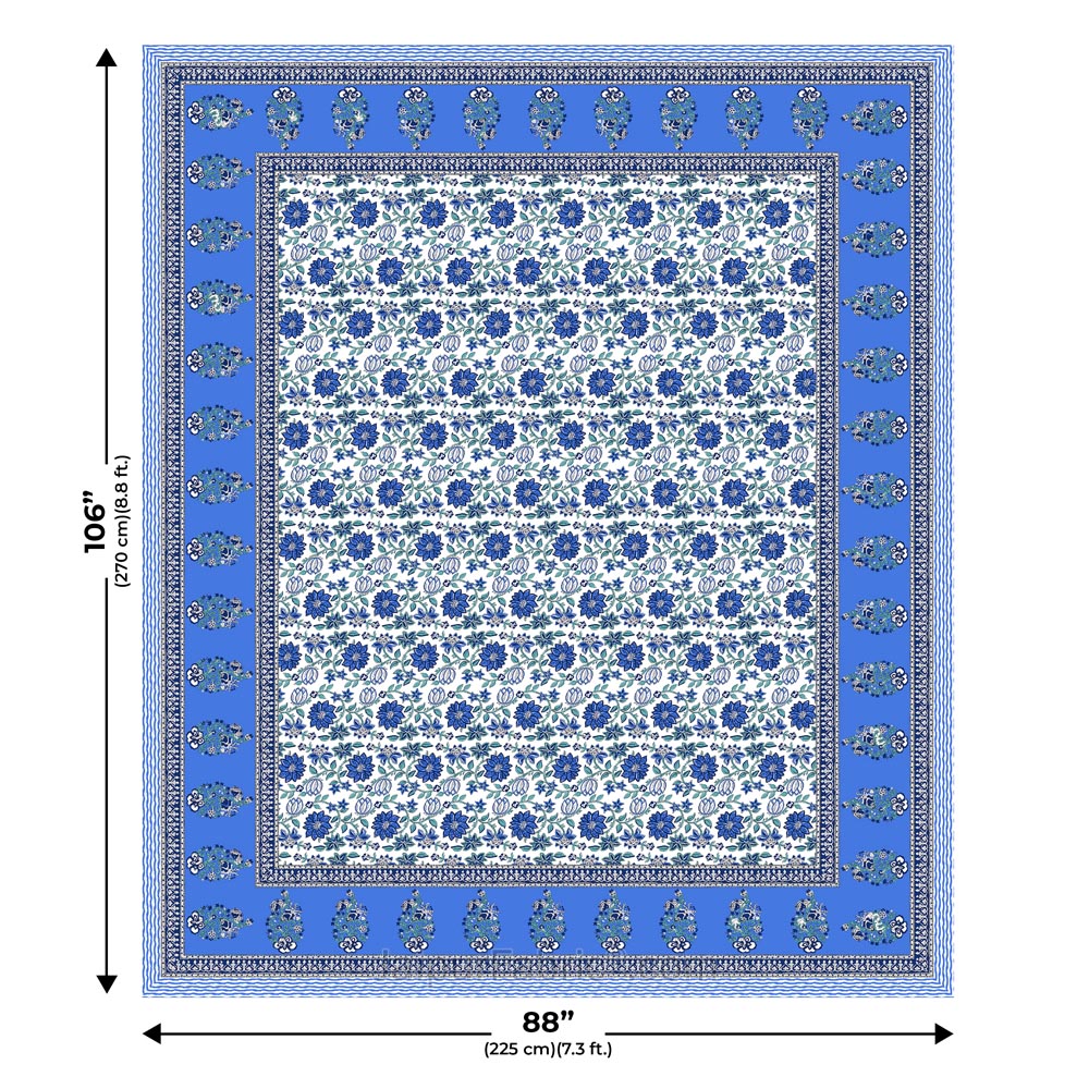 Blue Floral Carnival Double Bedsheet