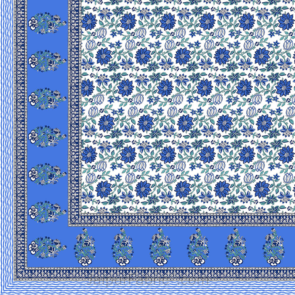 Blue Floral Carnival Double Bedsheet