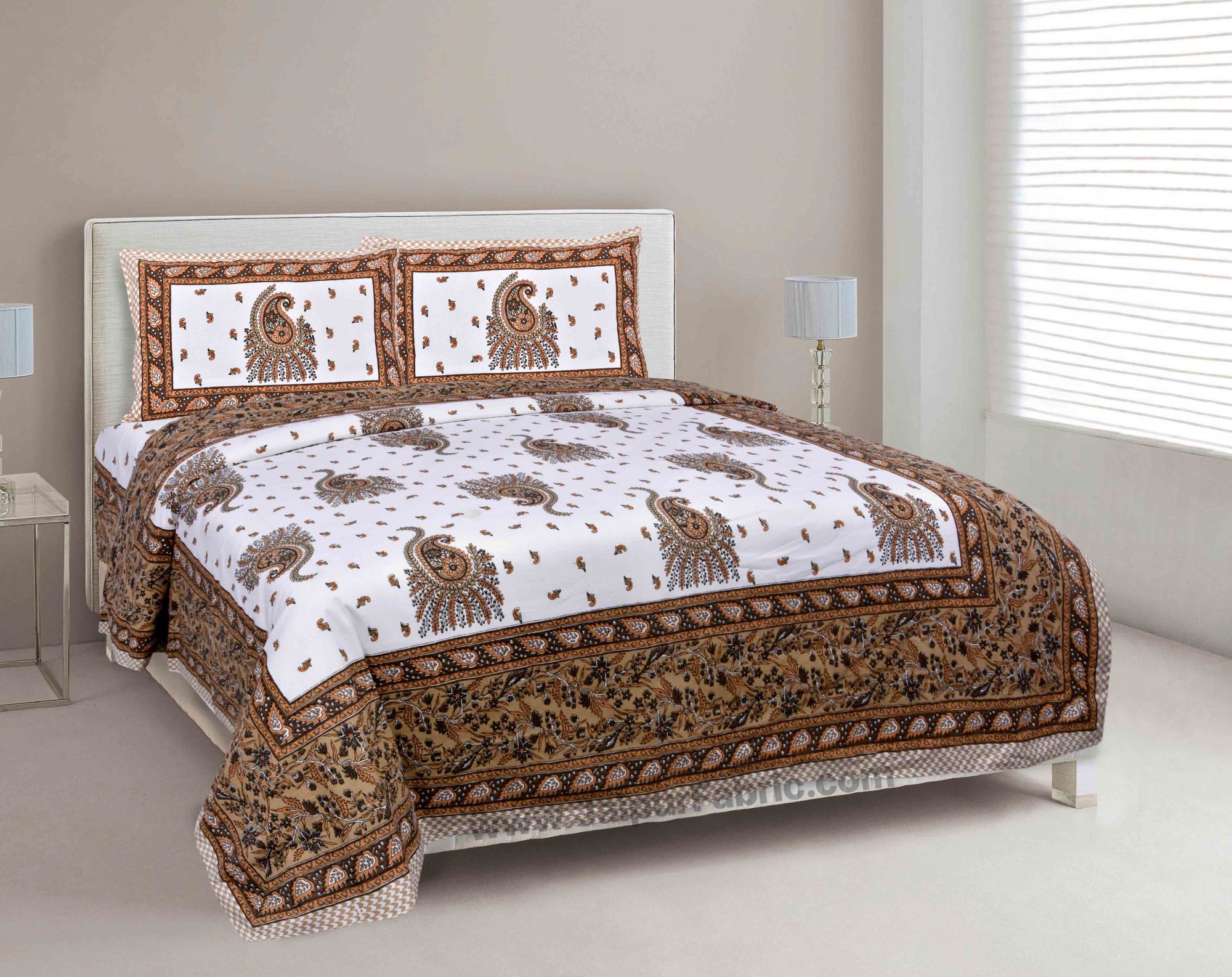 Brown Pageant Paisley Double Bedsheet