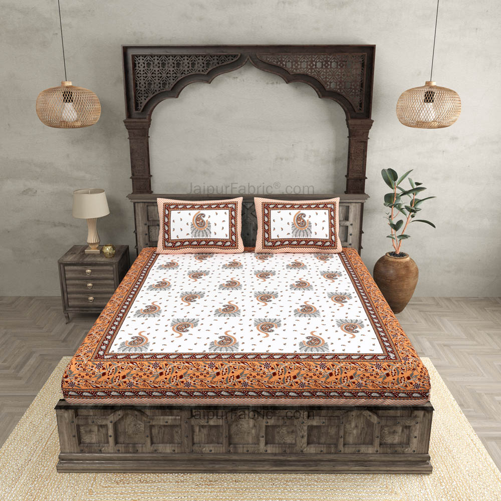 Orange Pageant Paisley Double Bedsheet