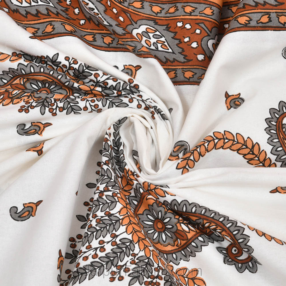 Orange Pageant Paisley Double Bedsheet