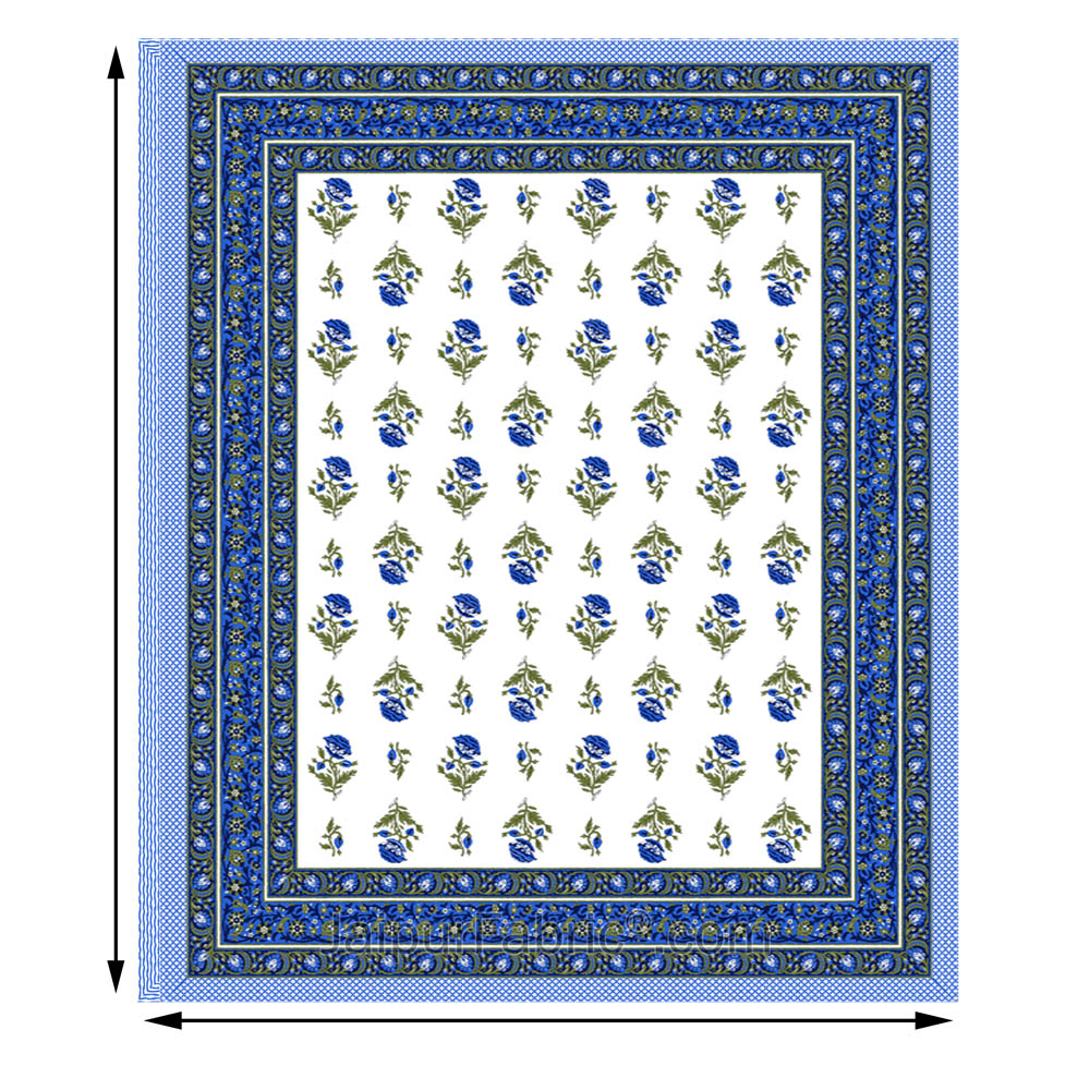 Blue Floral Allure Double Bedsheet