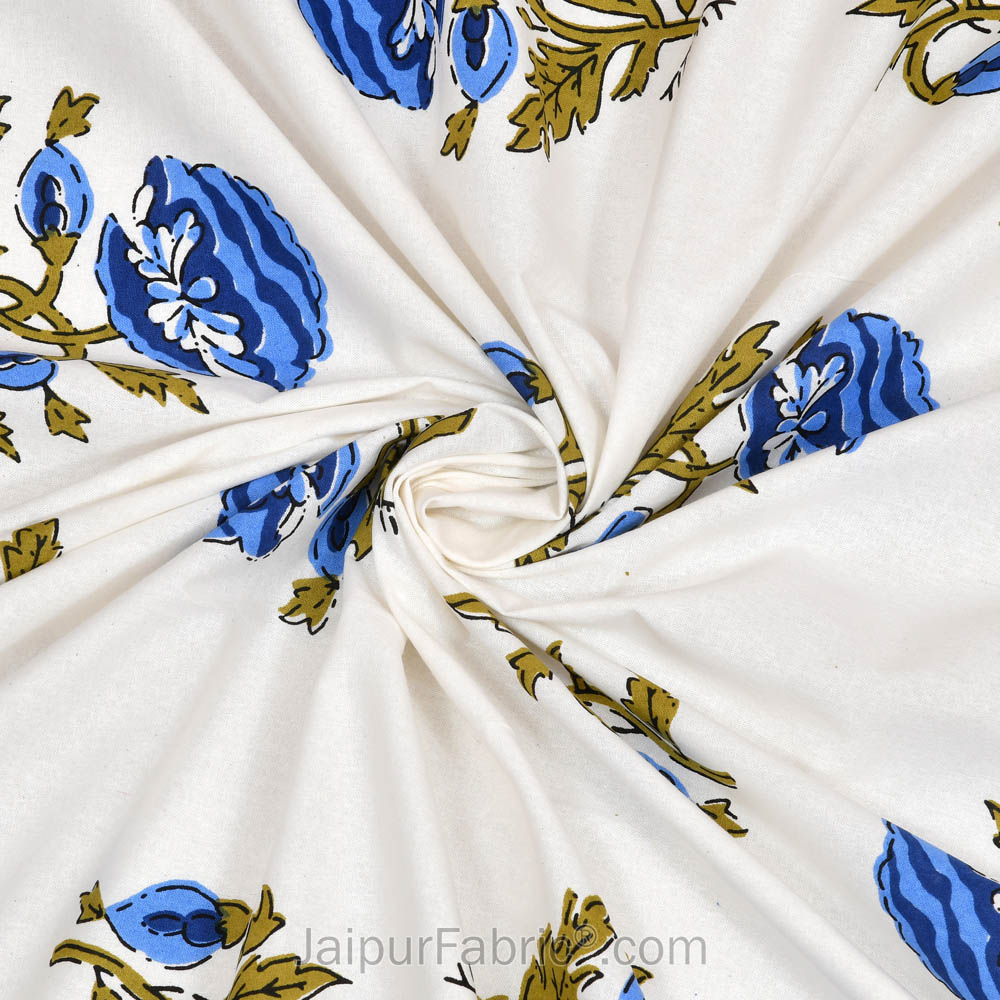 Blue Floral Allure Double Bedsheet