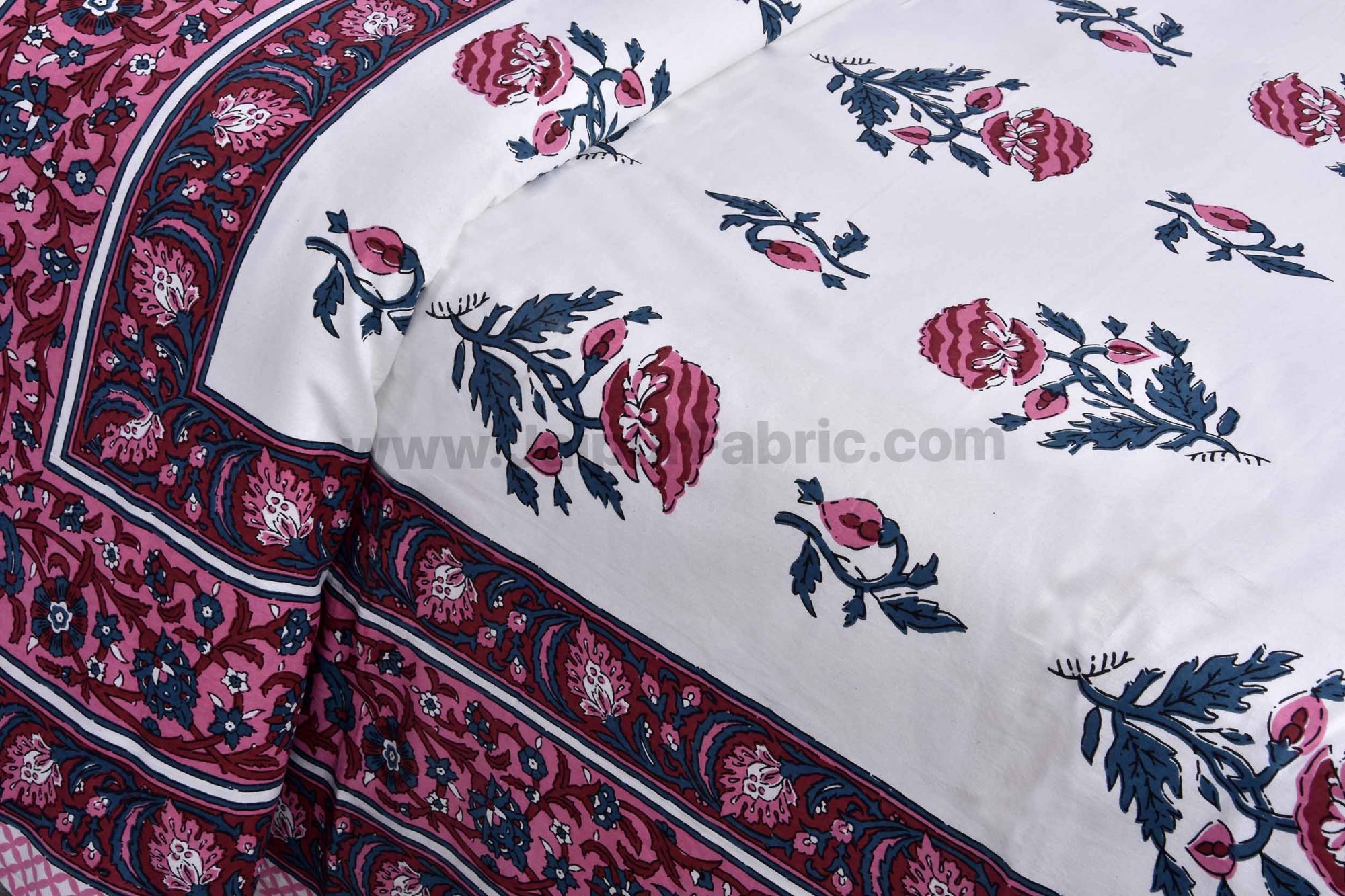 Pink Floral Allure Double Bedsheet