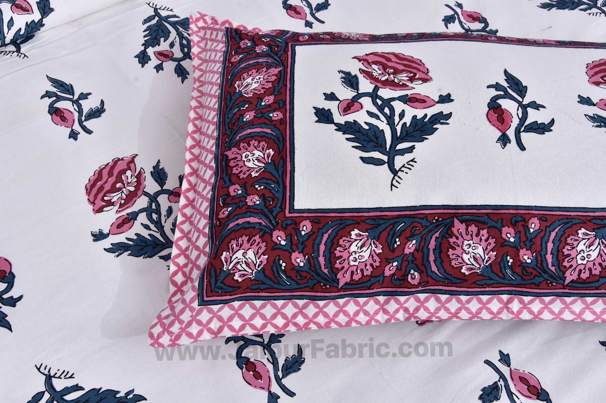 Pink Floral Allure Double Bedsheet