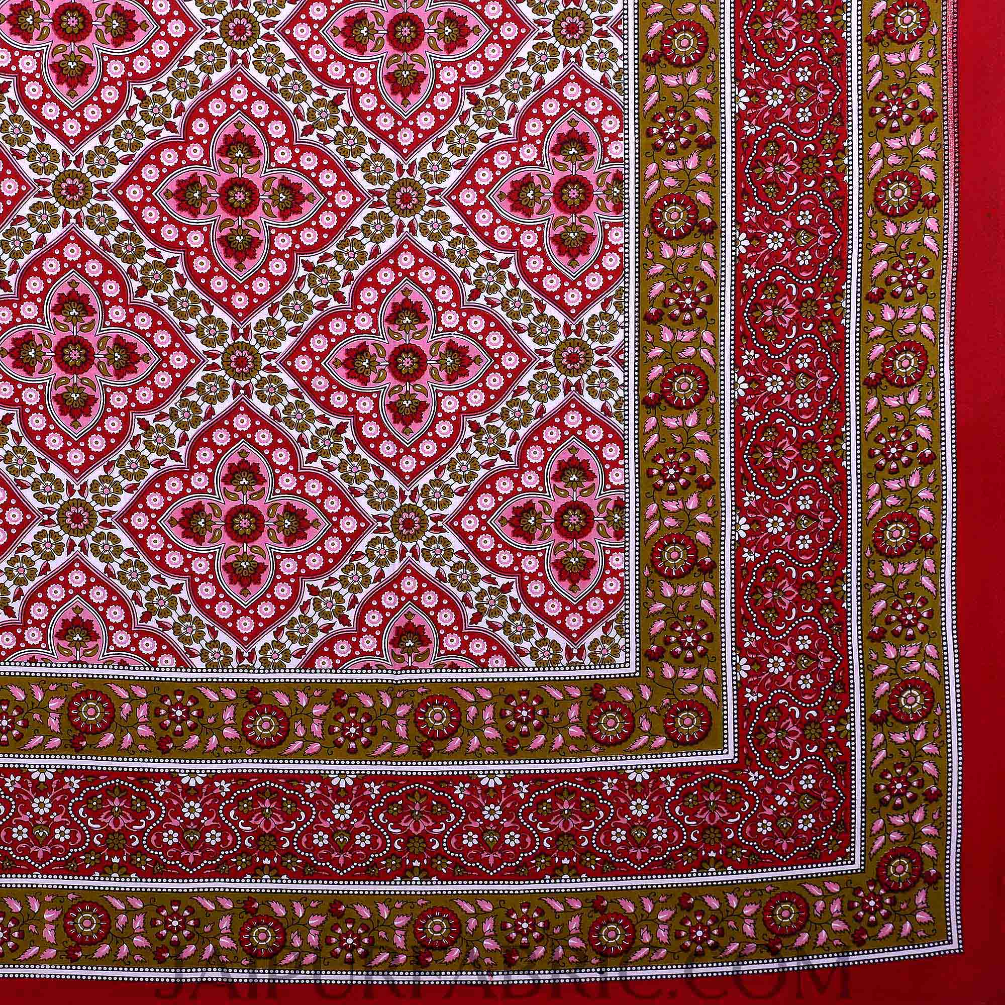 Red Kalamkari Double Bedsheet