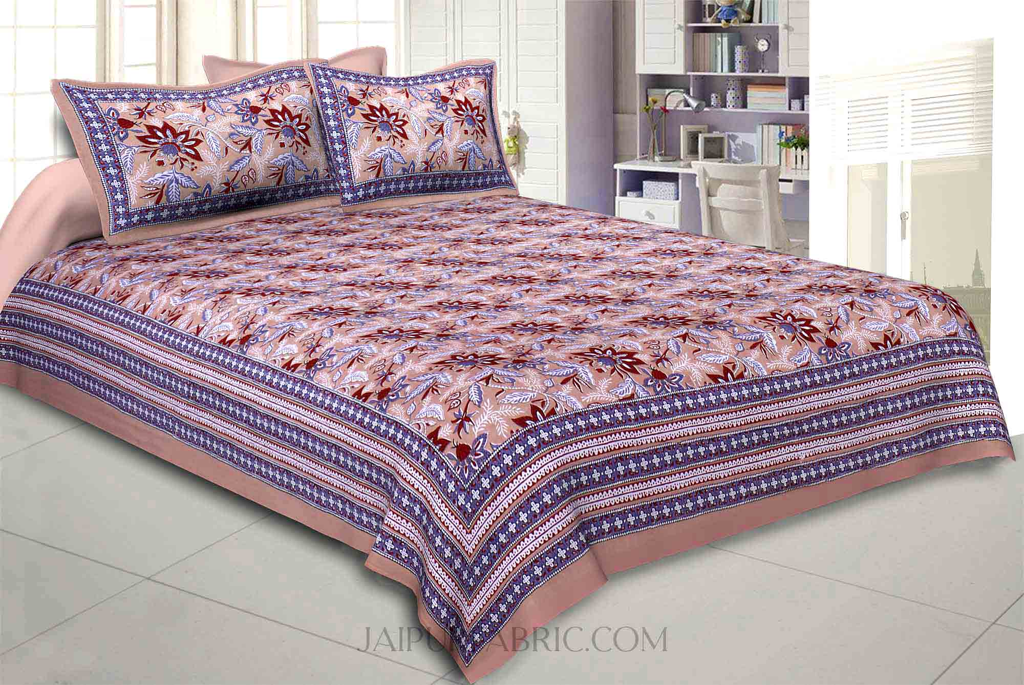 Brown Floral Garth Double Bedsheet