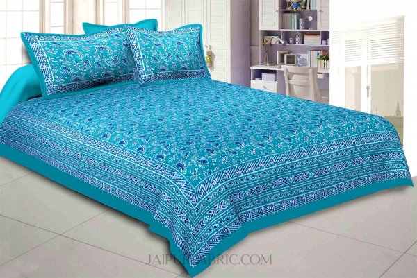 Green Artistic Paisley Double Bedsheet