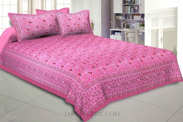 Pink Artistic Paisley Double Bedsheet