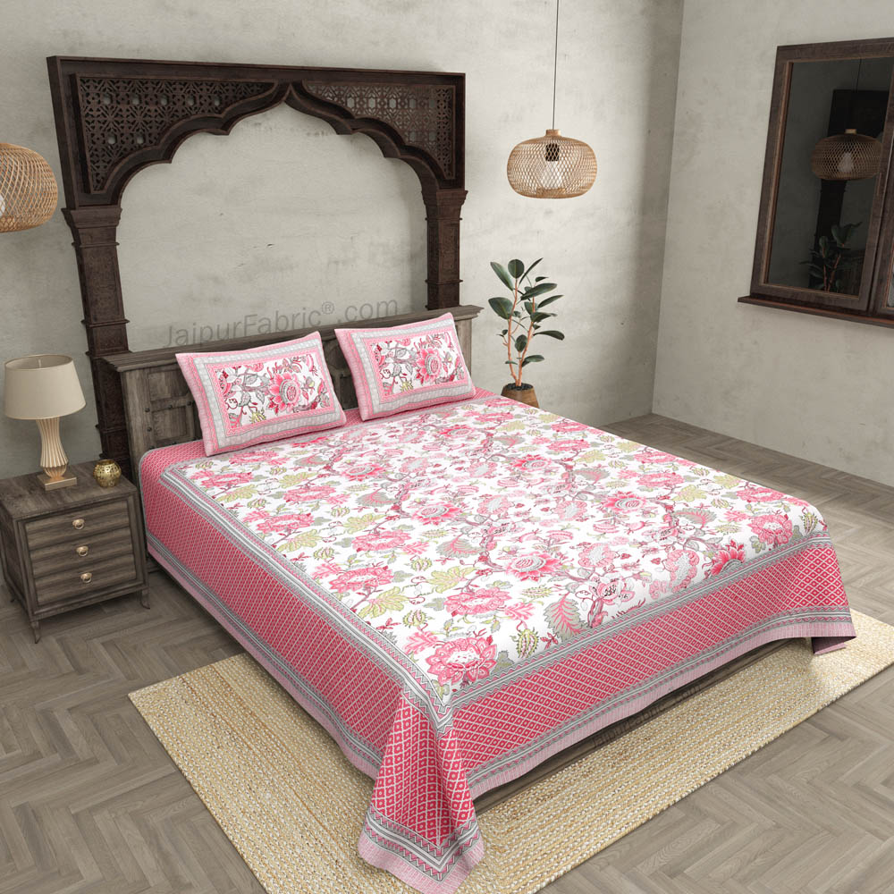 Pink Gala Flowers Double bedsheet