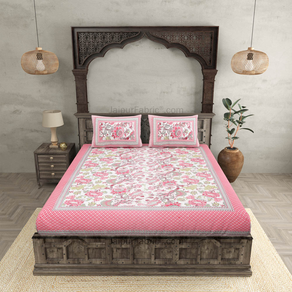 Pink Gala Flowers Double bedsheet