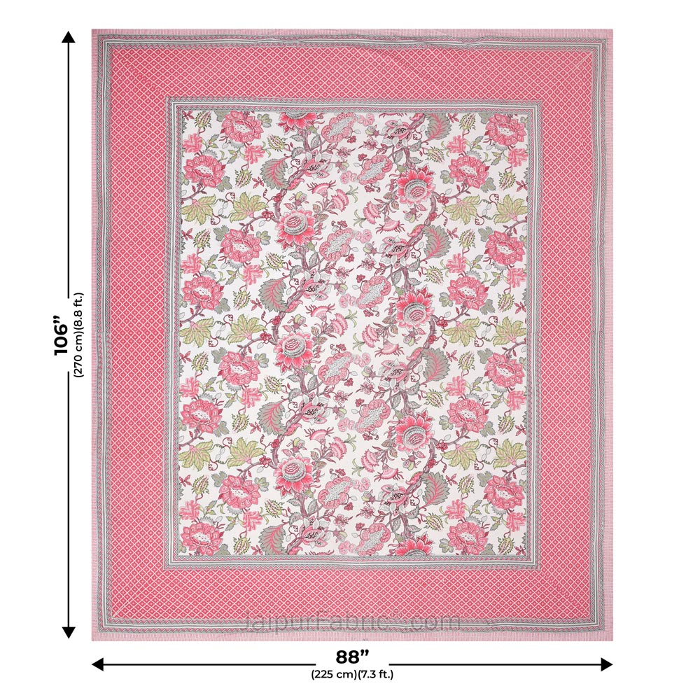 Pink Gala Flowers Double bedsheet