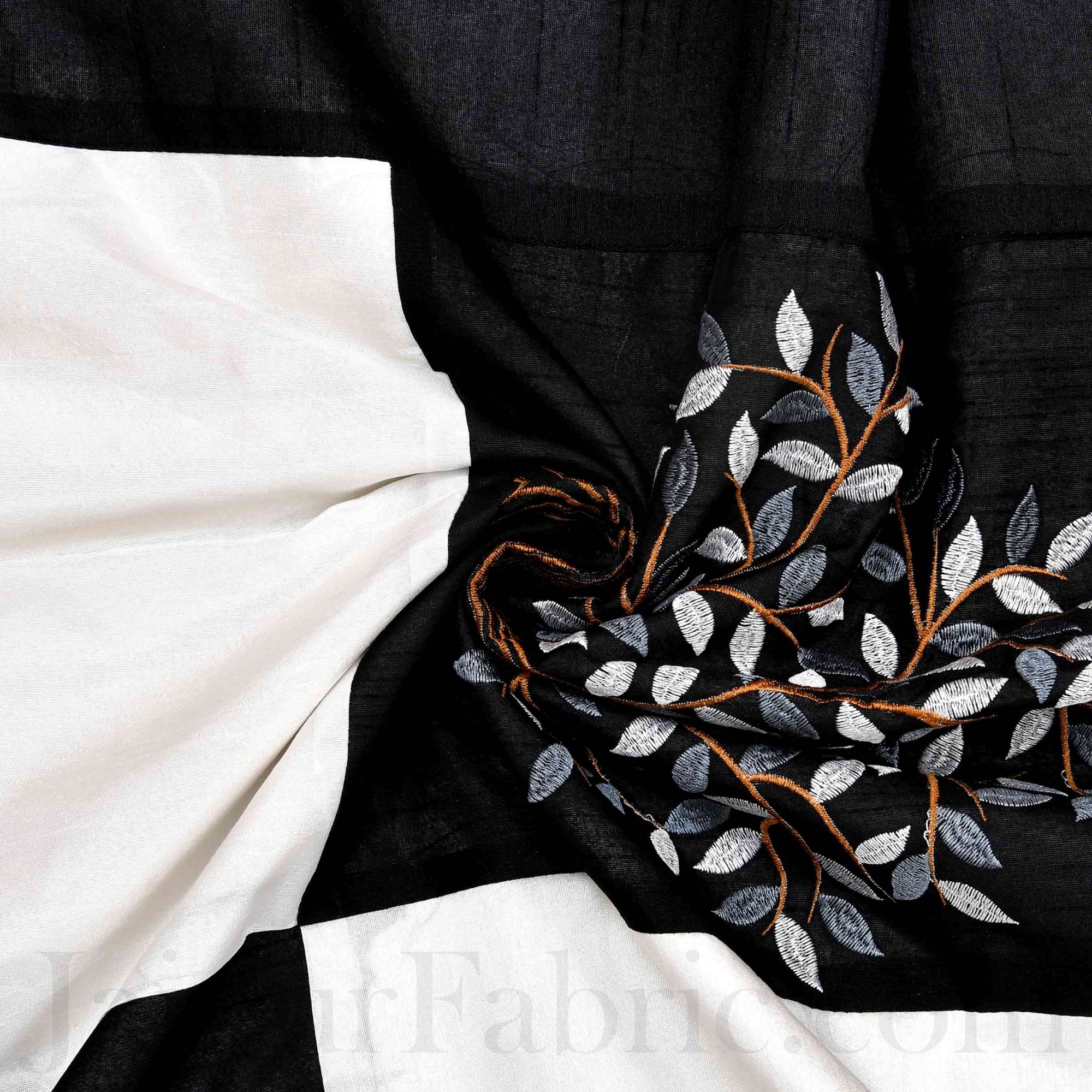 Black Base Machine Embroidery White Patch Work Silk Double Bed Sheet