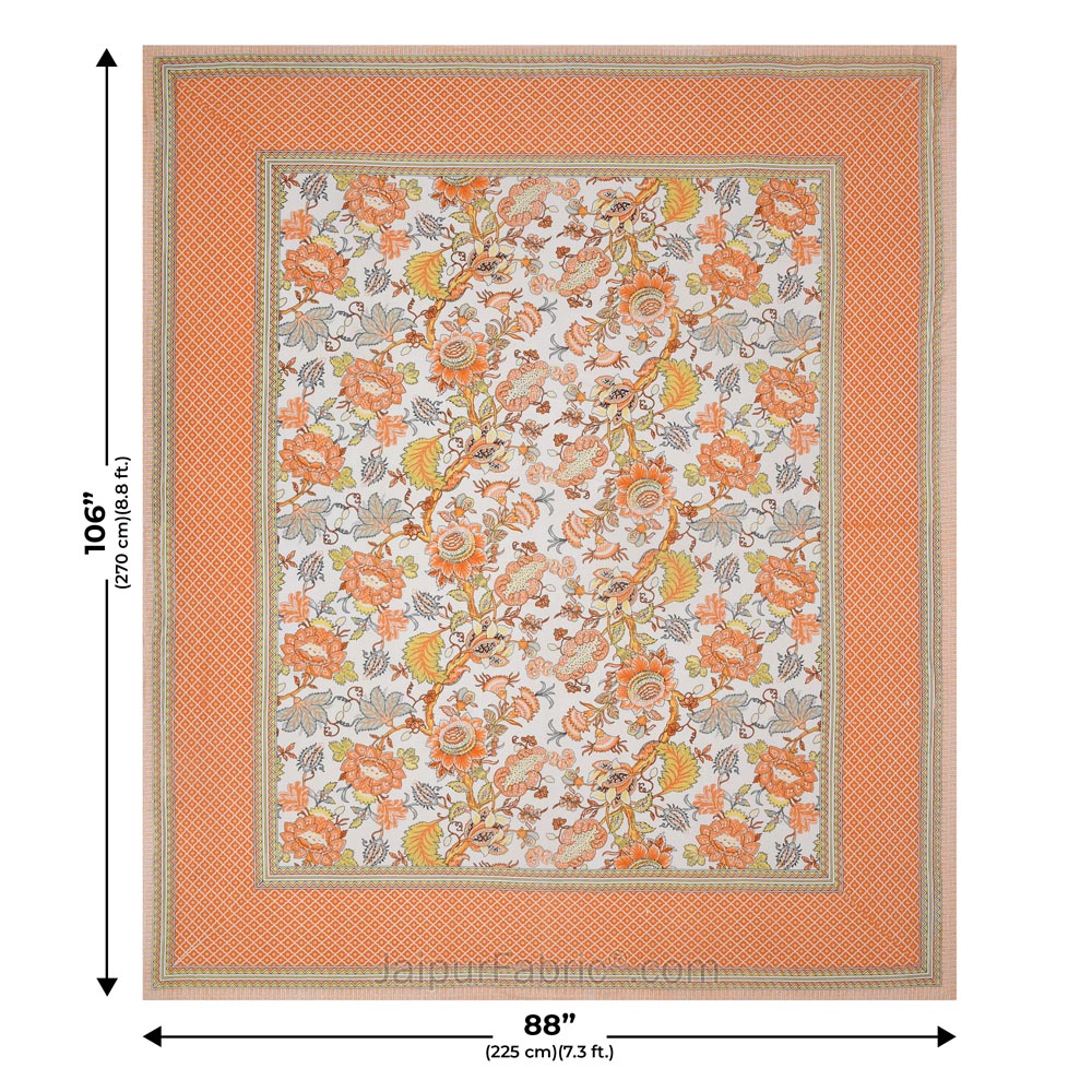 Orange Gala Flowers Double bedsheet