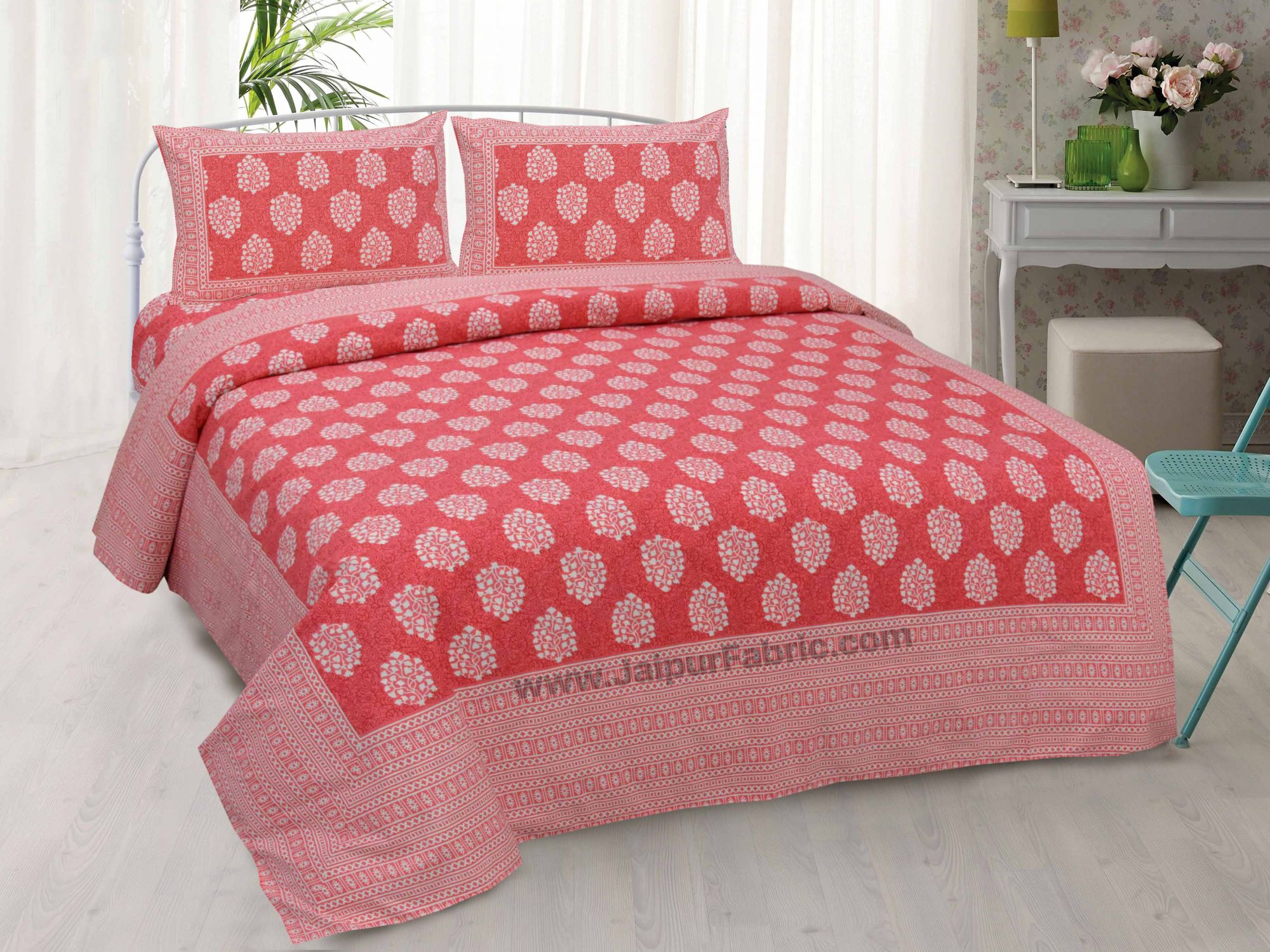 Pink Traditional Badge Double Bedsheet