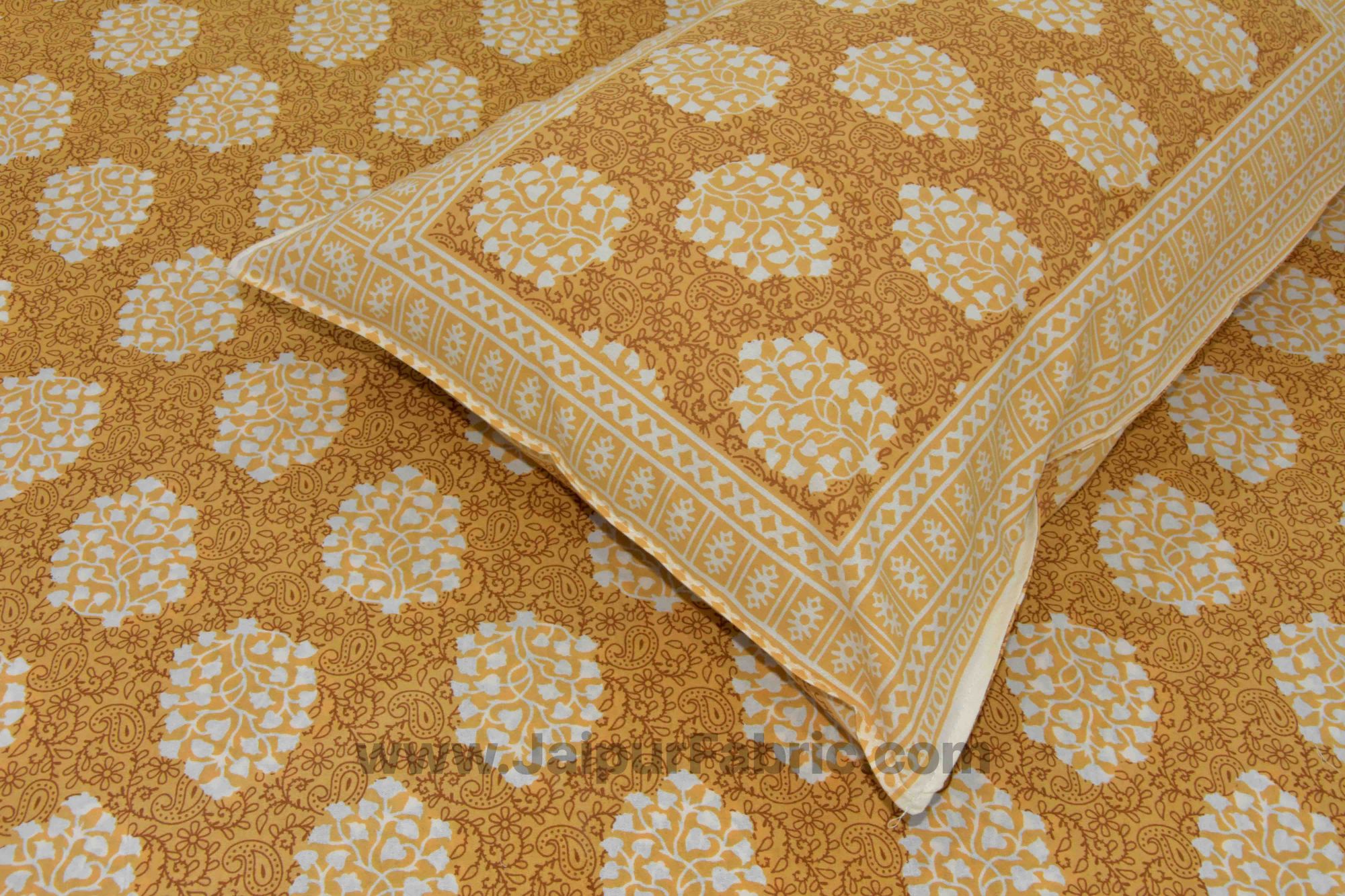 Mustard Traditional Badge Double Bedsheet