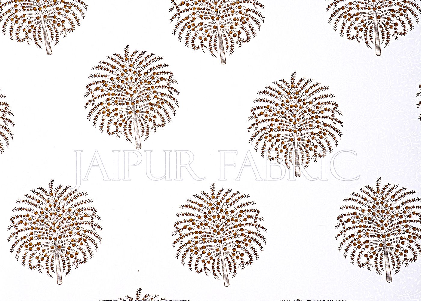 White Base With Kadi Print Brown Tree Hand Block Print Super Fine  Cotton Double Bed Sheet