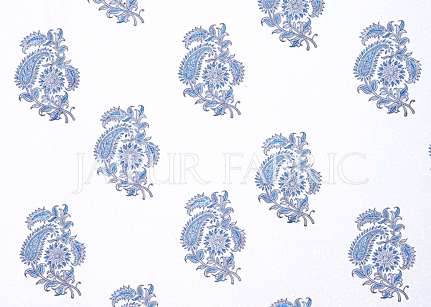 White Base With Kadi Print Blue Rajasthani Buta Hand Block Print Super Fine  Cotton Double Bed Sheet