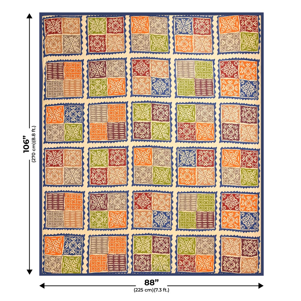 Double bedsheet Katha Barmeri Print