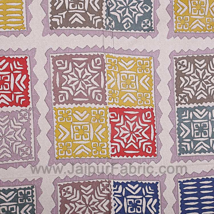 COMBO349 Katha Barmeri 2 Double Bed Sheet + 4 Pillow Cover