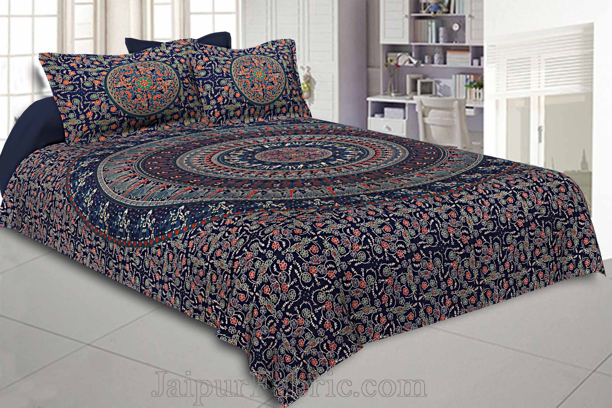 COMBO352 Beautiful Multicolor 2 Bedsheet + 4 Pillow Cover