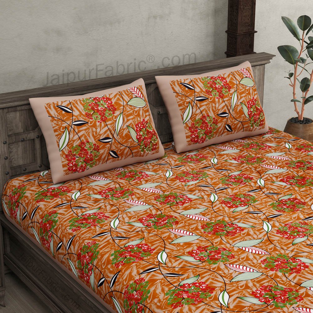 Brown Flowery Double Bedsheet