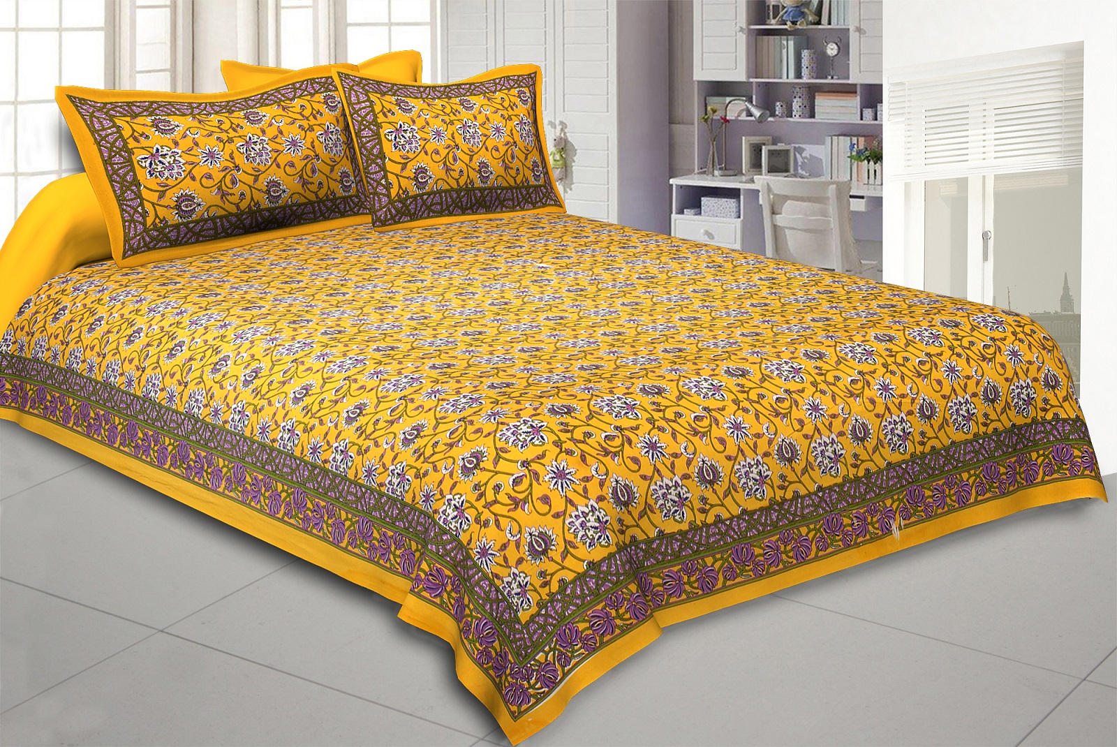 Yellow Fiesta Drape Double Bedsheet