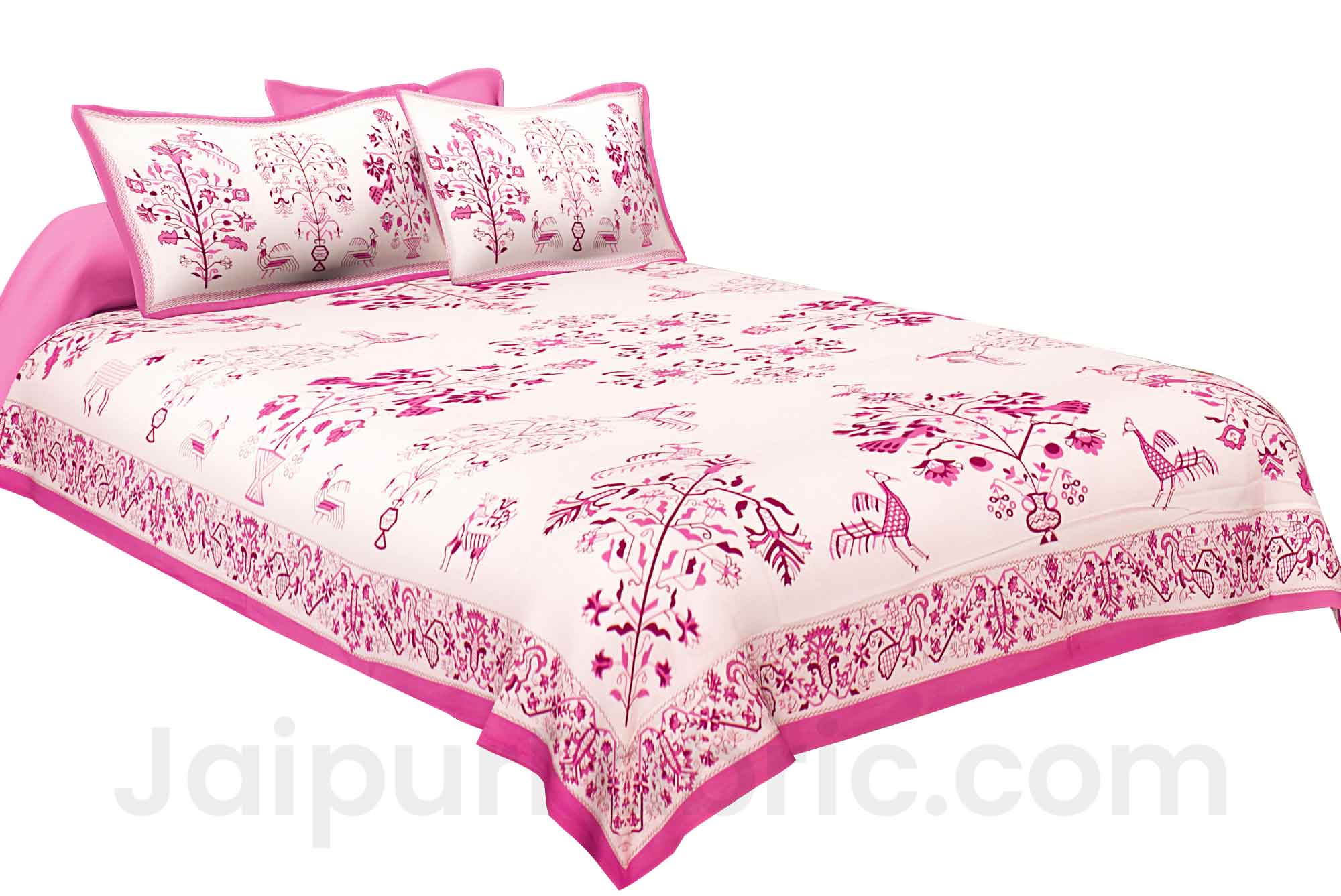 Peach Drawing Double Bedsheet