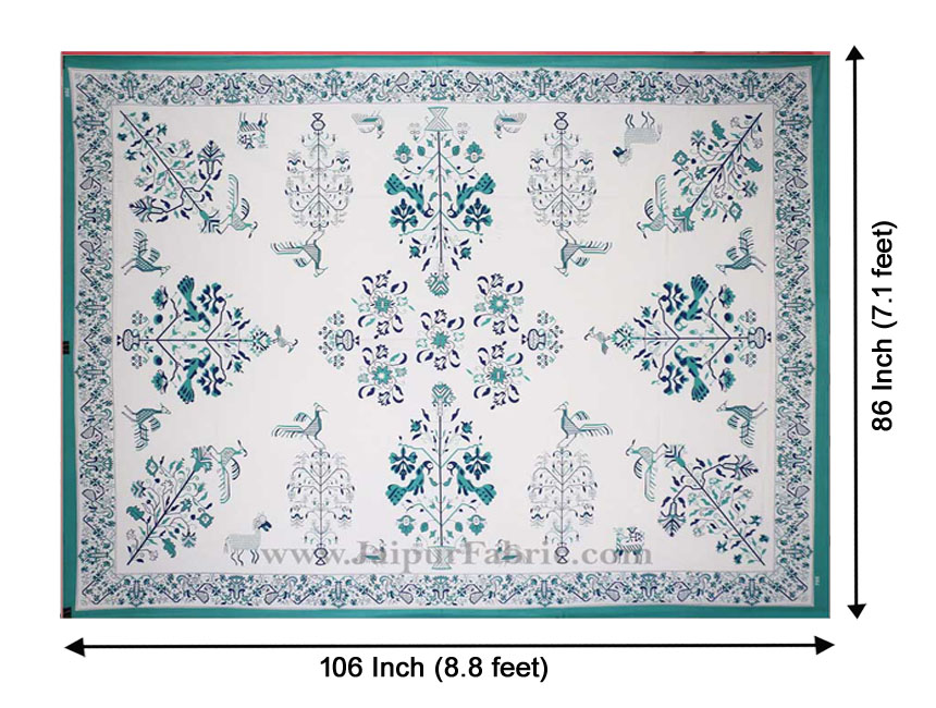 Seagreen Drawing Double Bedsheet