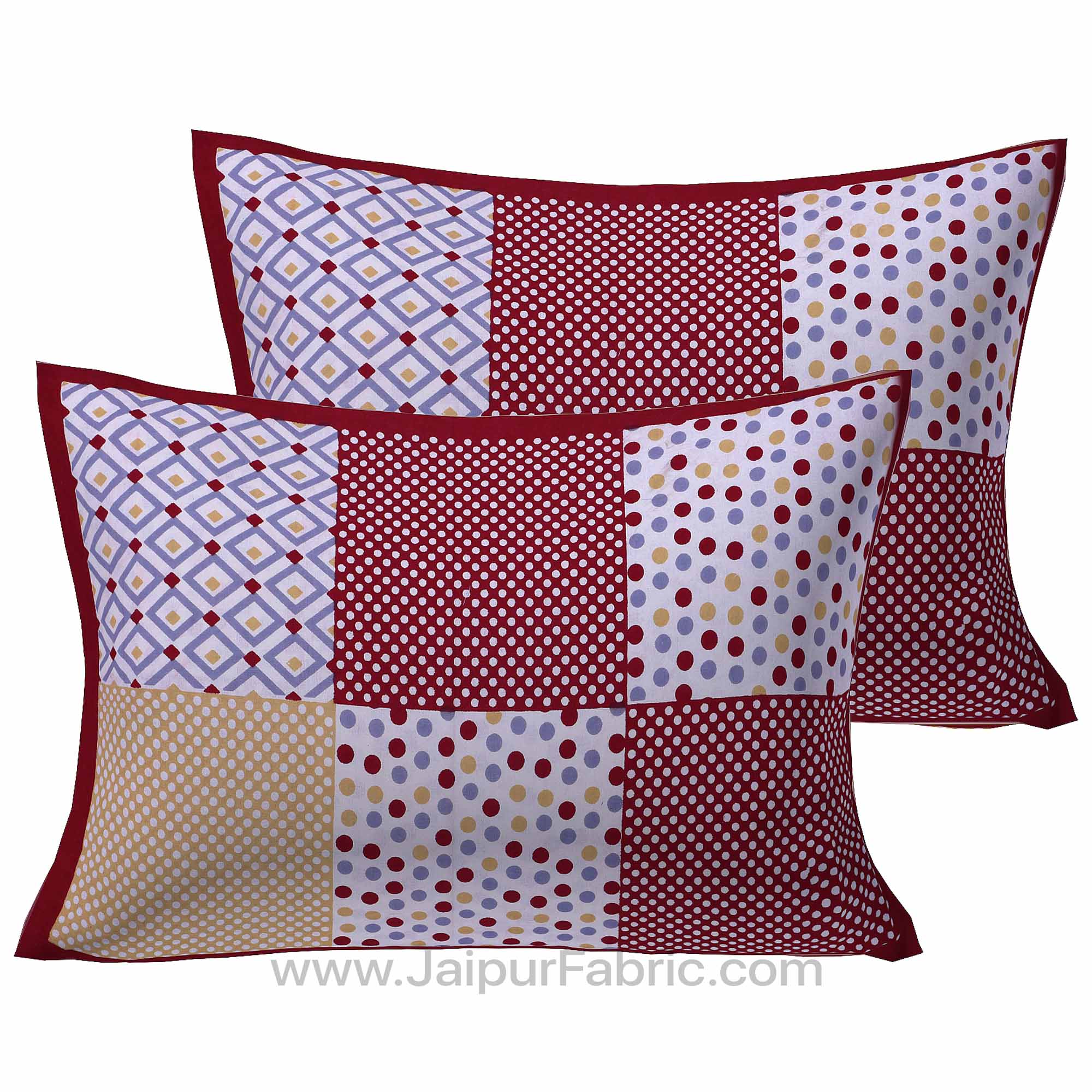 Maroon Polka Checks Double Bedsheet