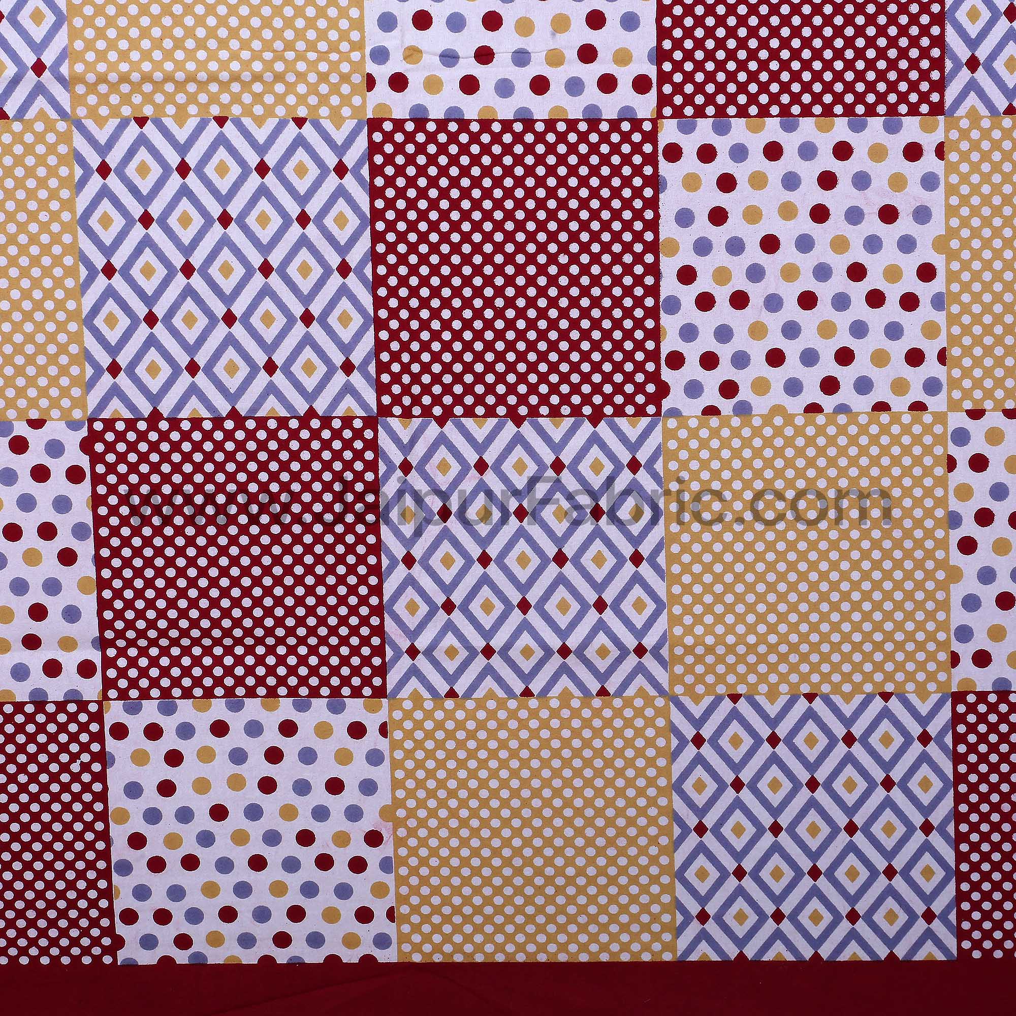 Maroon Polka Checks Double Bedsheet