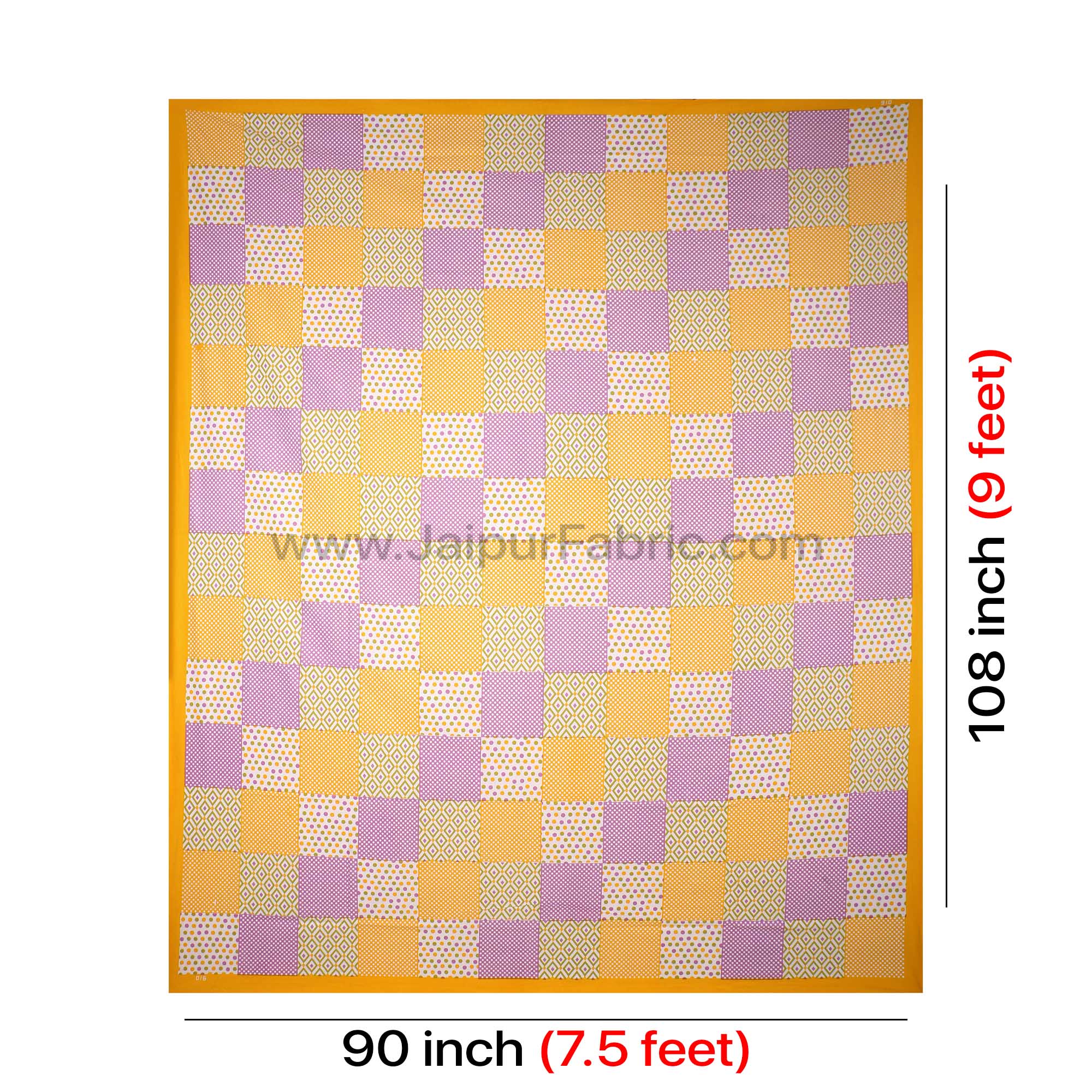 Yellow Polka Checks Double Bedsheet