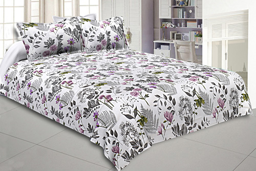 Twill Cotton Bedsheet Seamless White Floral Print