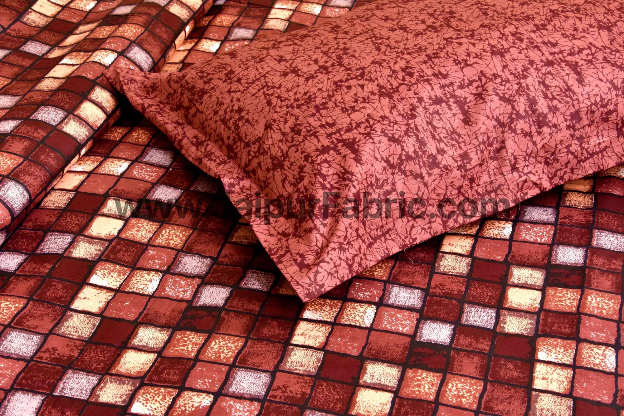 Procion Maroon Boxy Beauty Double Bedsheet